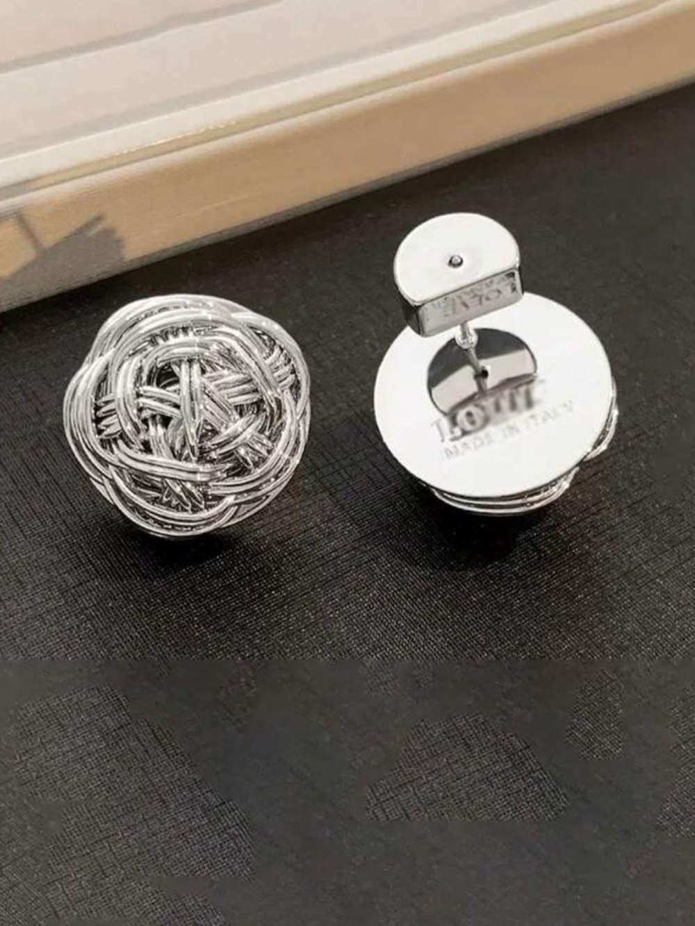 Loowe Silver Woven Knot Stud Earrings - Picture 3 of 3